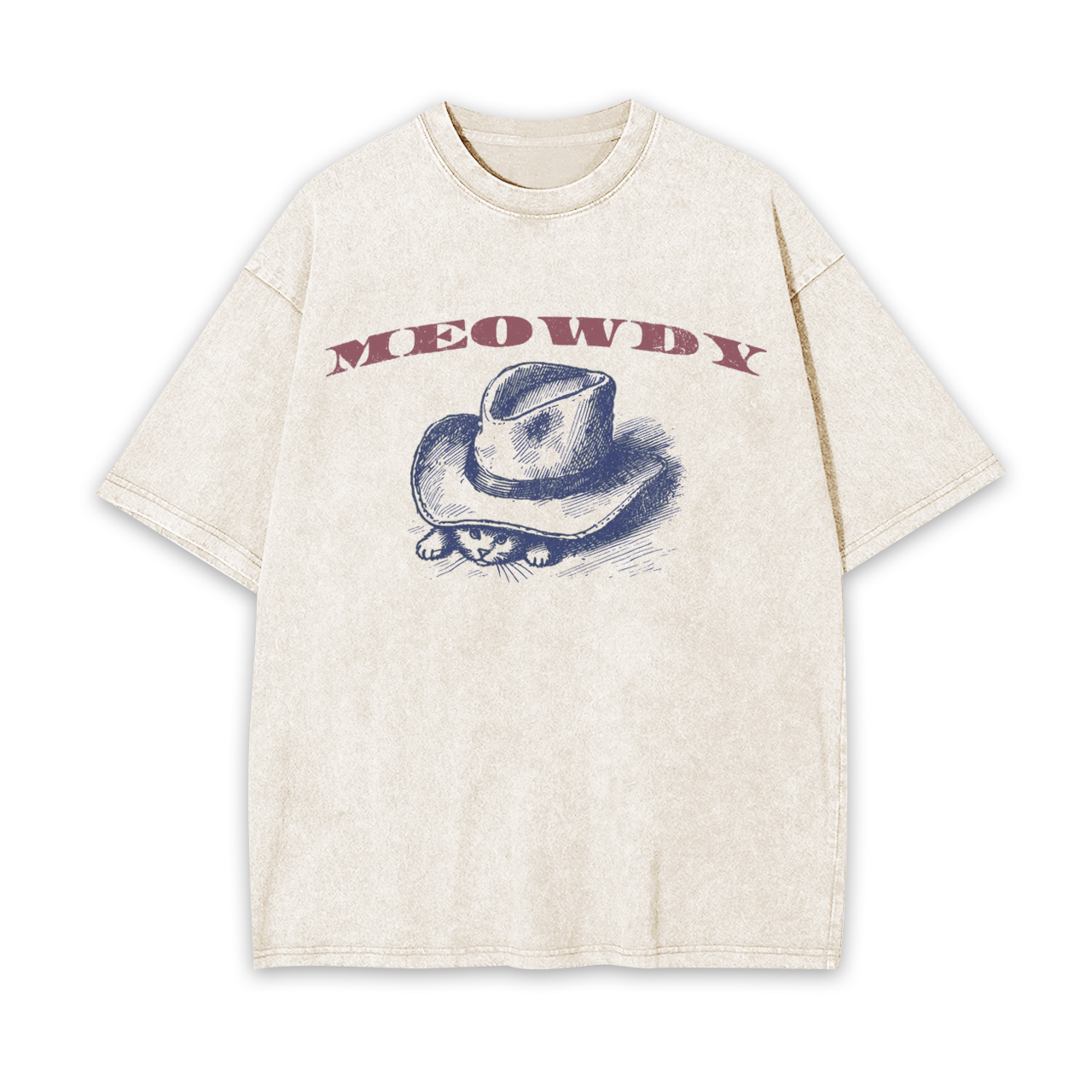 Meowdy Cat in Cowboy Hat Garment-dye Tees