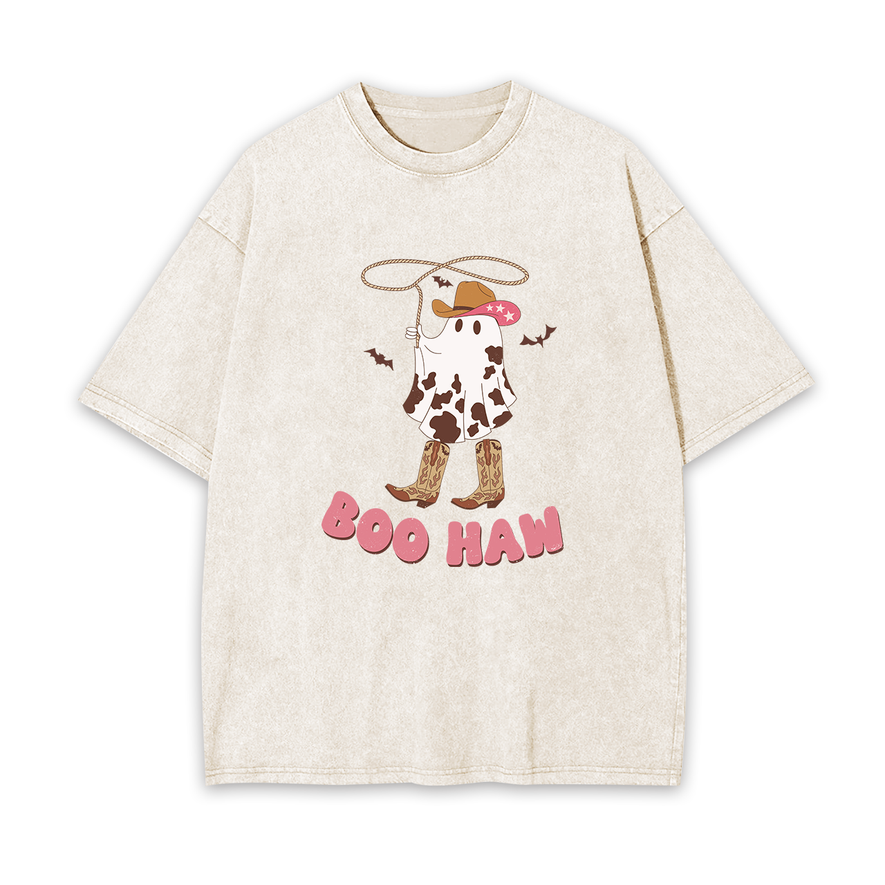 Boo Haw Ghost Cowboy Boot Fall Garment-dye Tees