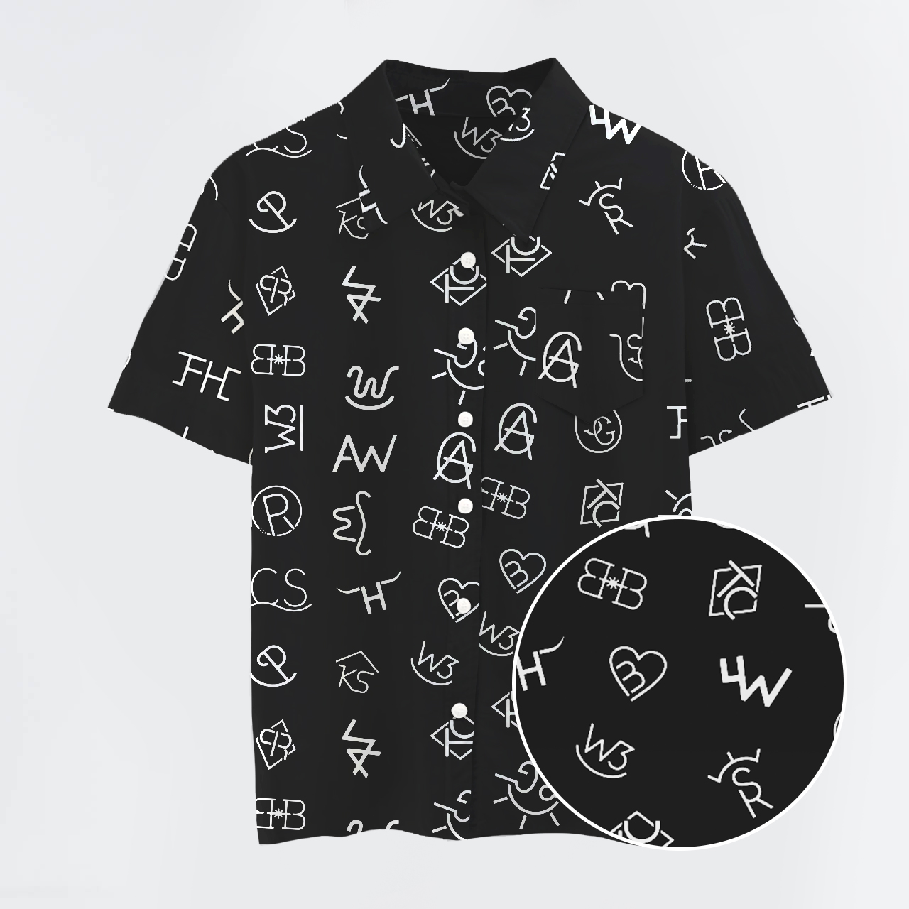 Garbled Symbol Button Up Shirts
