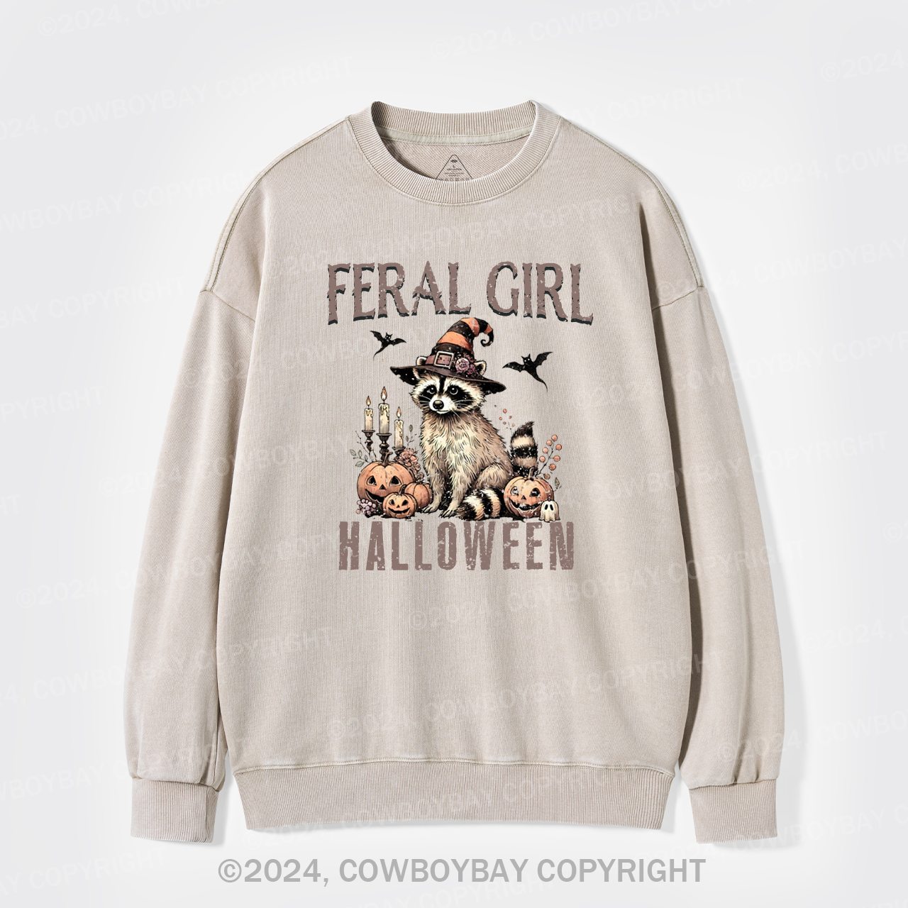 Feral Raccoon Halloween Washed Sweatshirts