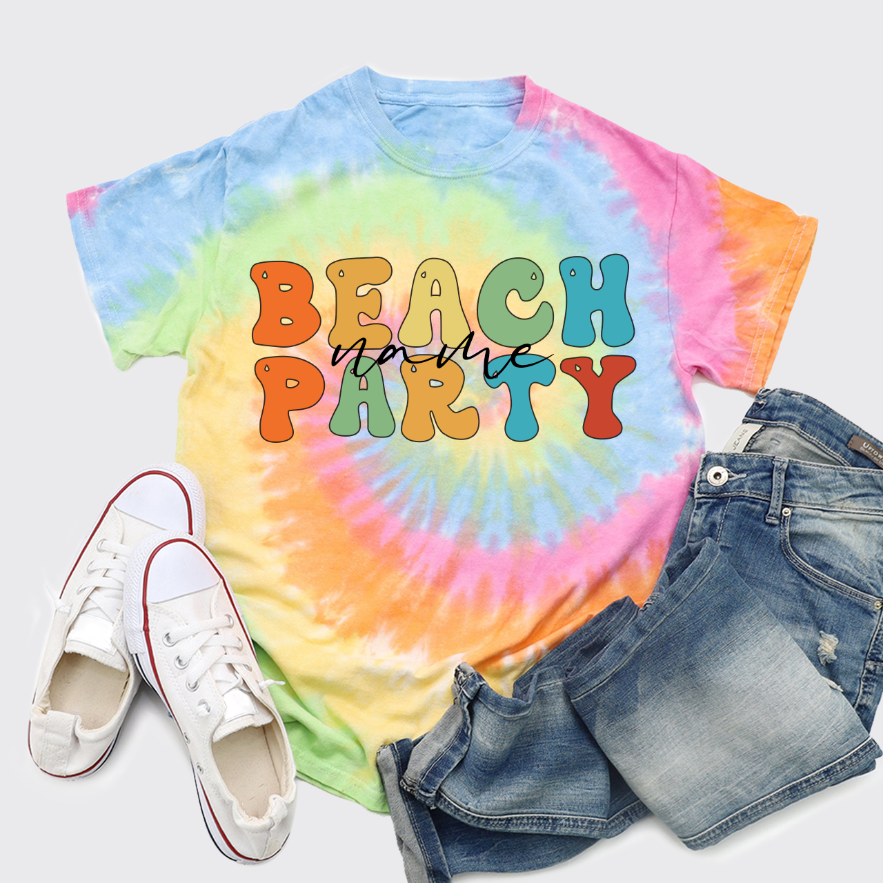 Personalized Name Beach Party Tie Dye Shirts
