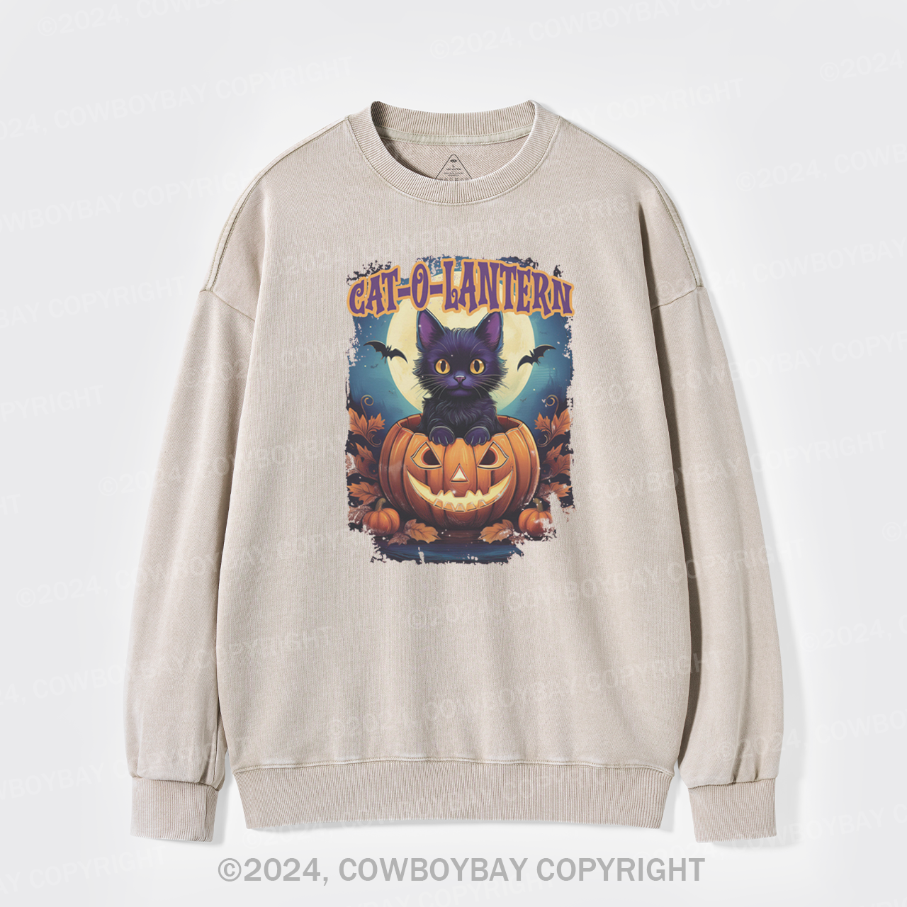 Cat-O-Lantern Washed Sweatshirts
