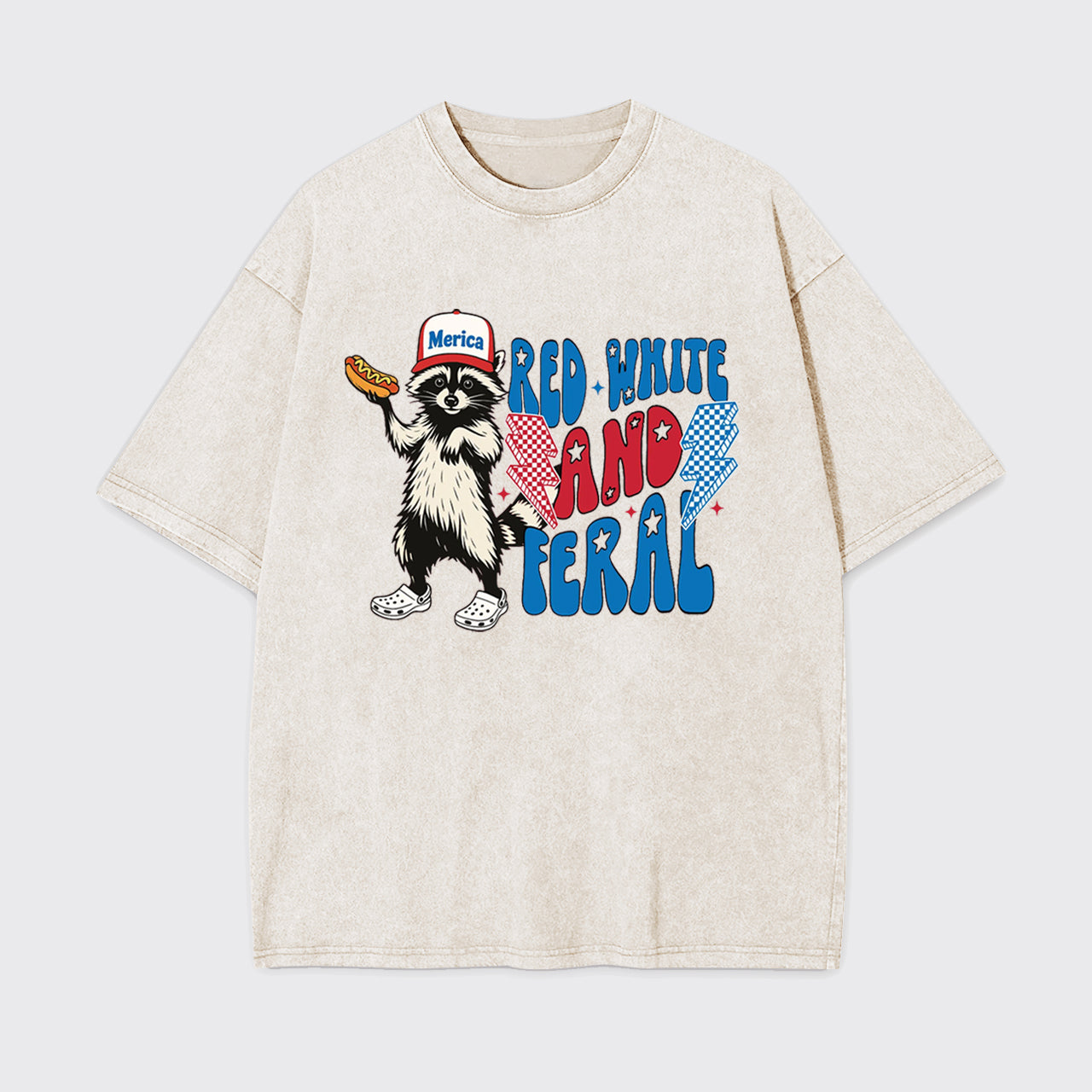 4th Of July-Red White And Feral Garment-dye Tees