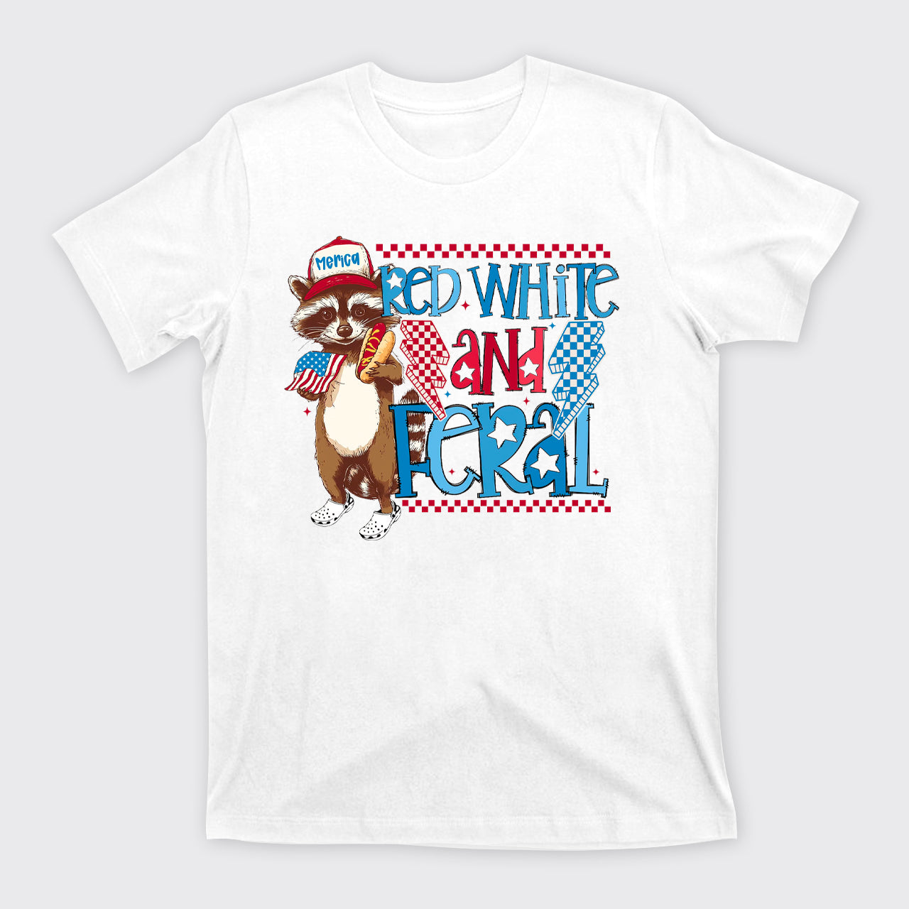 Funny USA-Red White And Feral T-Shirts