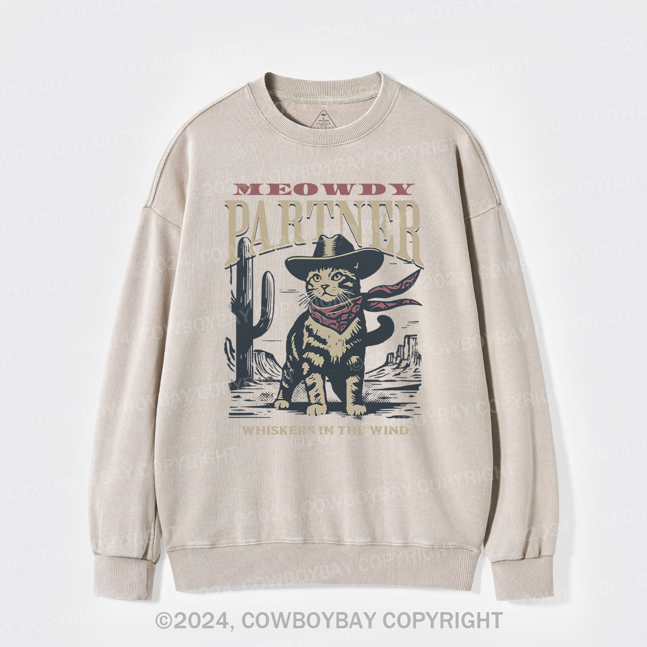 Meowdy Partner Cowboy Cat Washed Sweatshirts