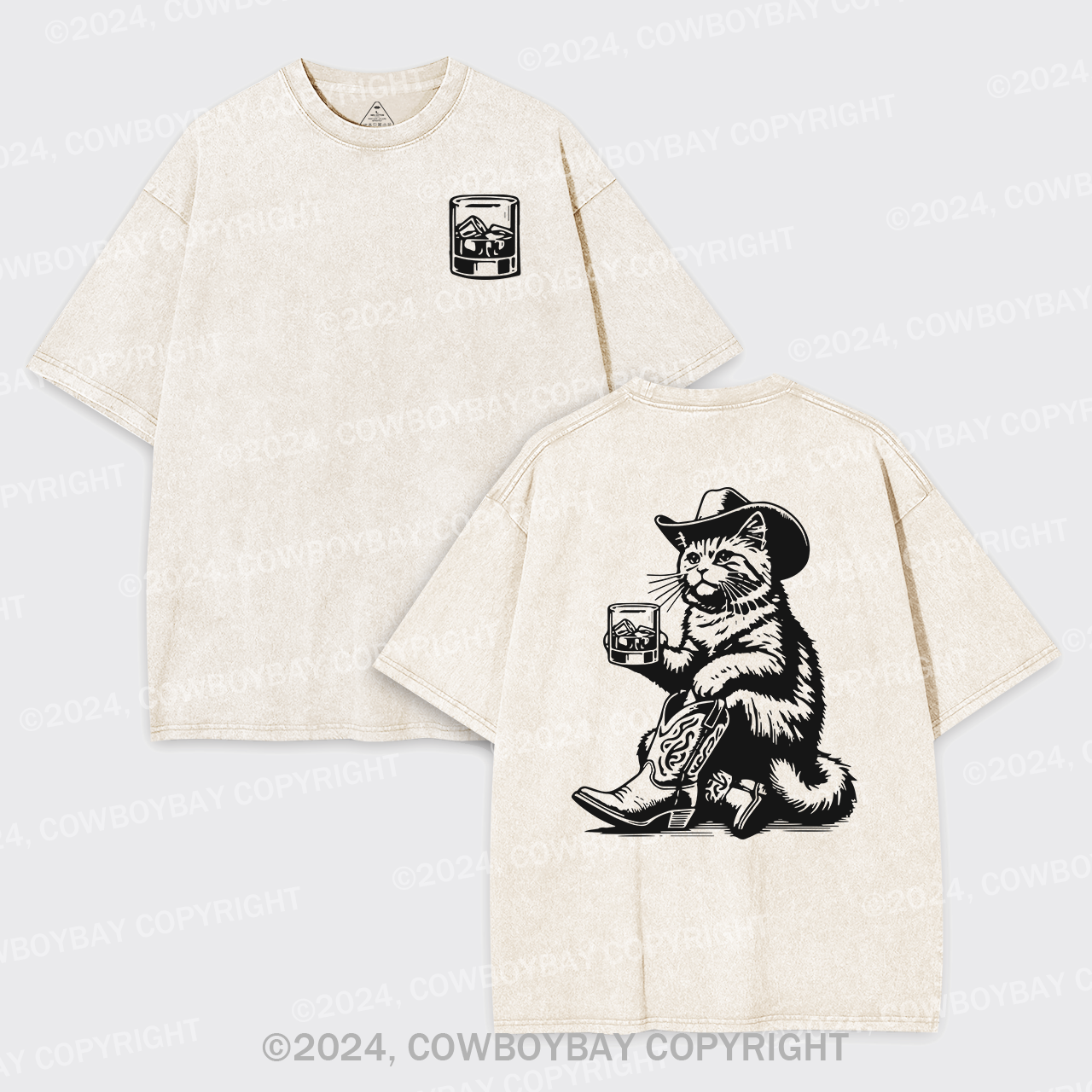 Whiskey Cowboy Cat Garment-dye Tees