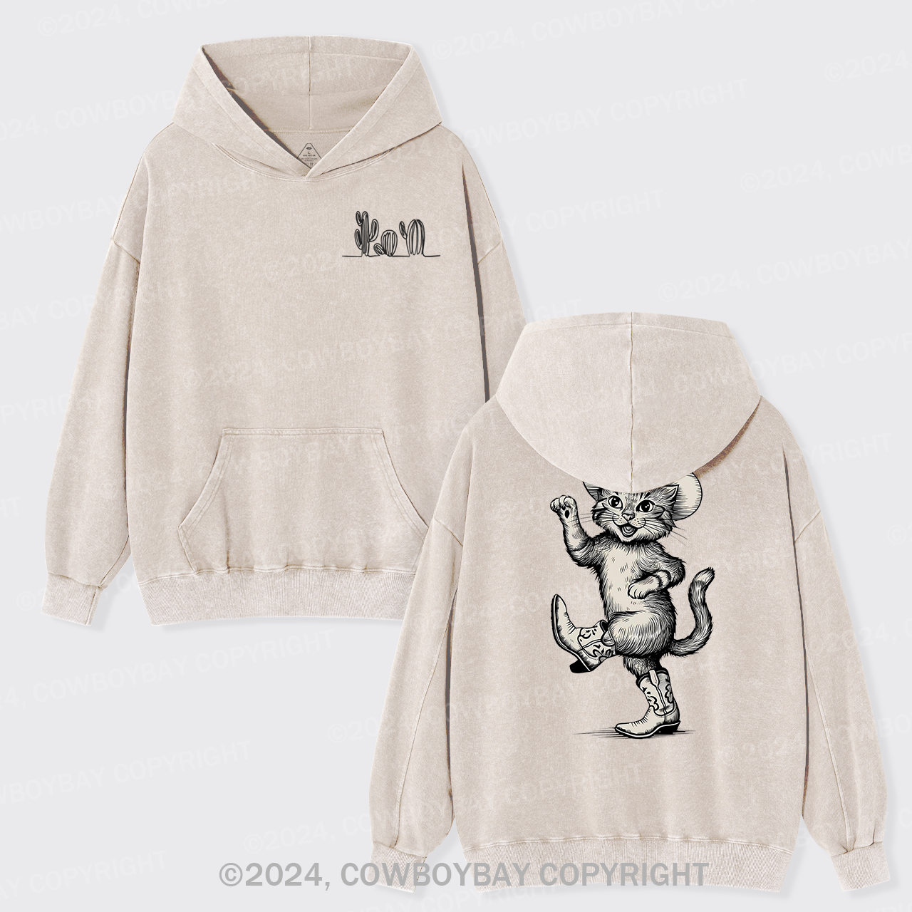 Dancing Cowboy Cat Garment-Dye Hoodies