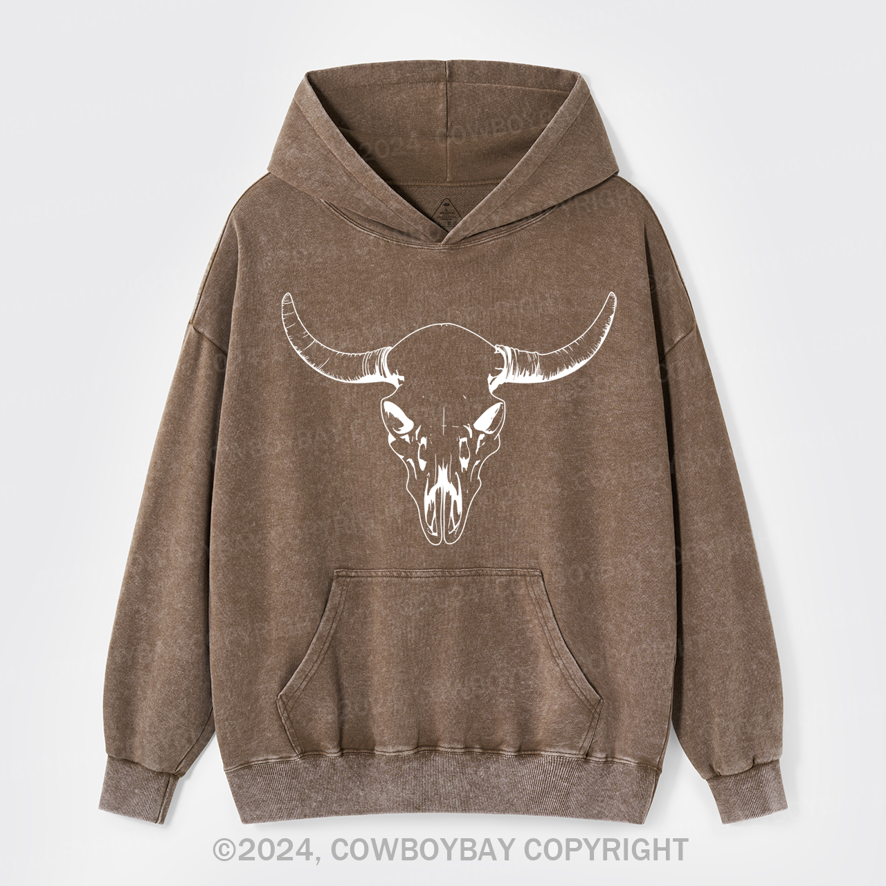 Bull Horn Skull Premium Garment-Dye Hoodies
