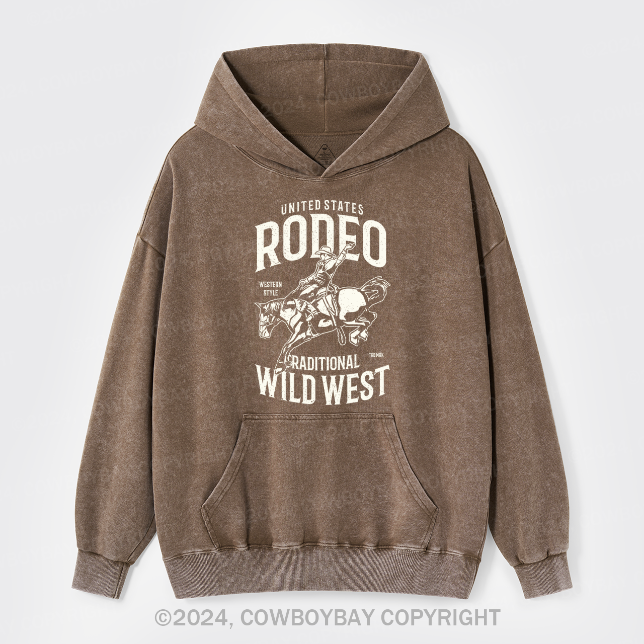 US Rodeo Raditional Wild West Garment-dye Hoodies