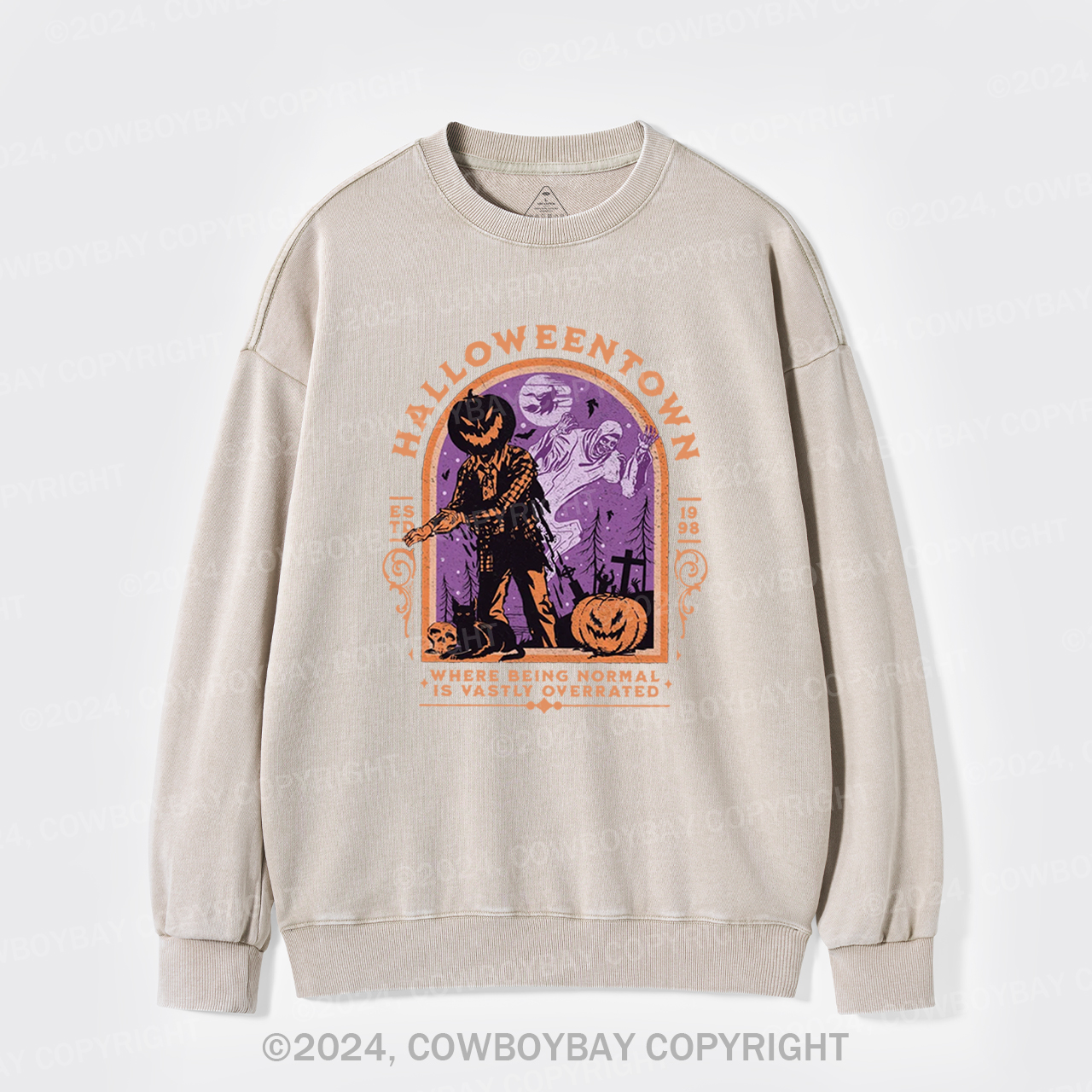 Halloween Pumpkin,EST.1998 Washed Sweatshirts