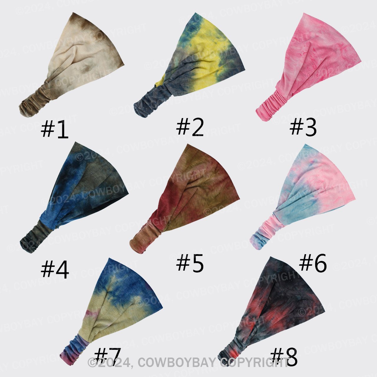 Eight Colors Tie Dye Headbands