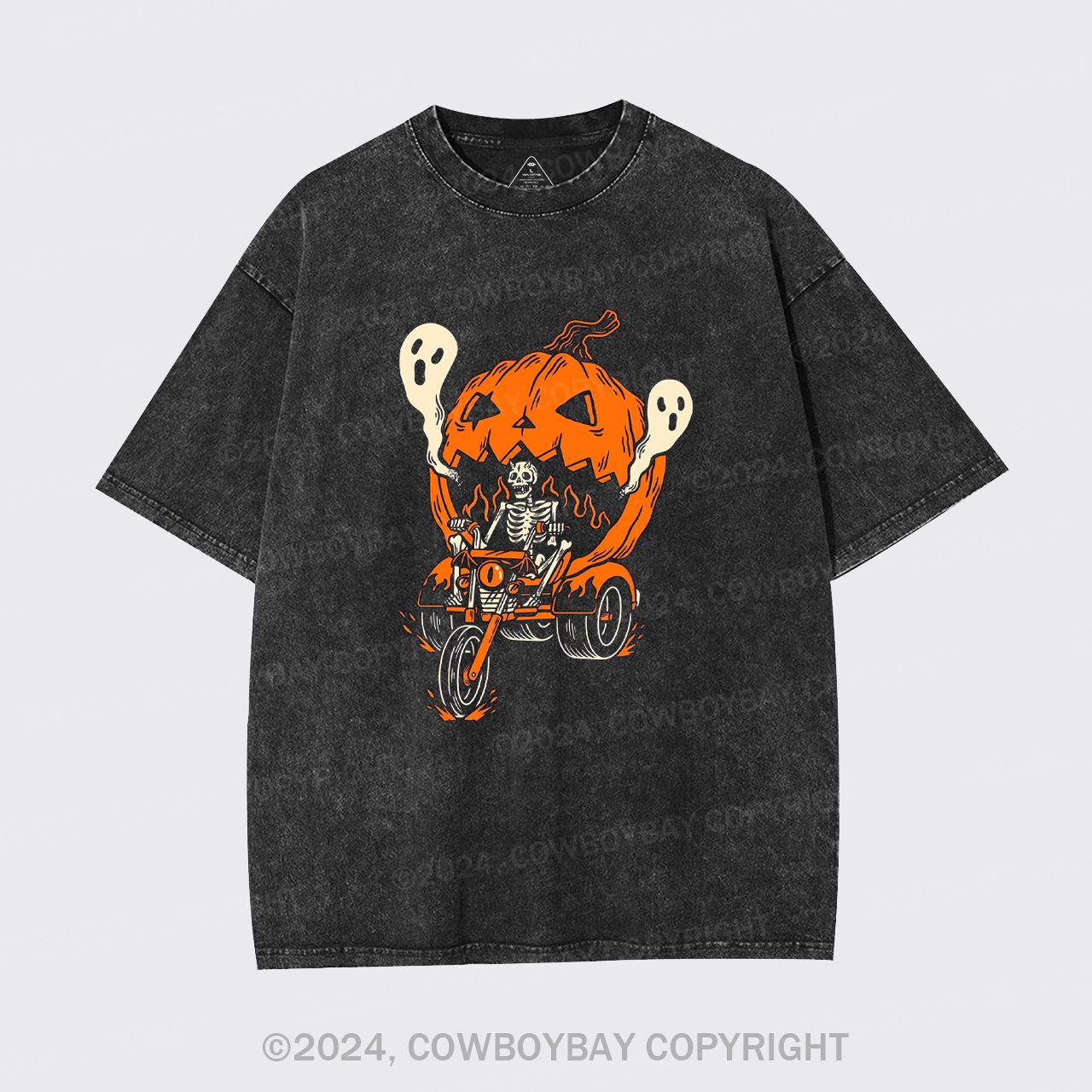 The Skeleton Rides The Pumpkin Cart Garment-dye Tees
