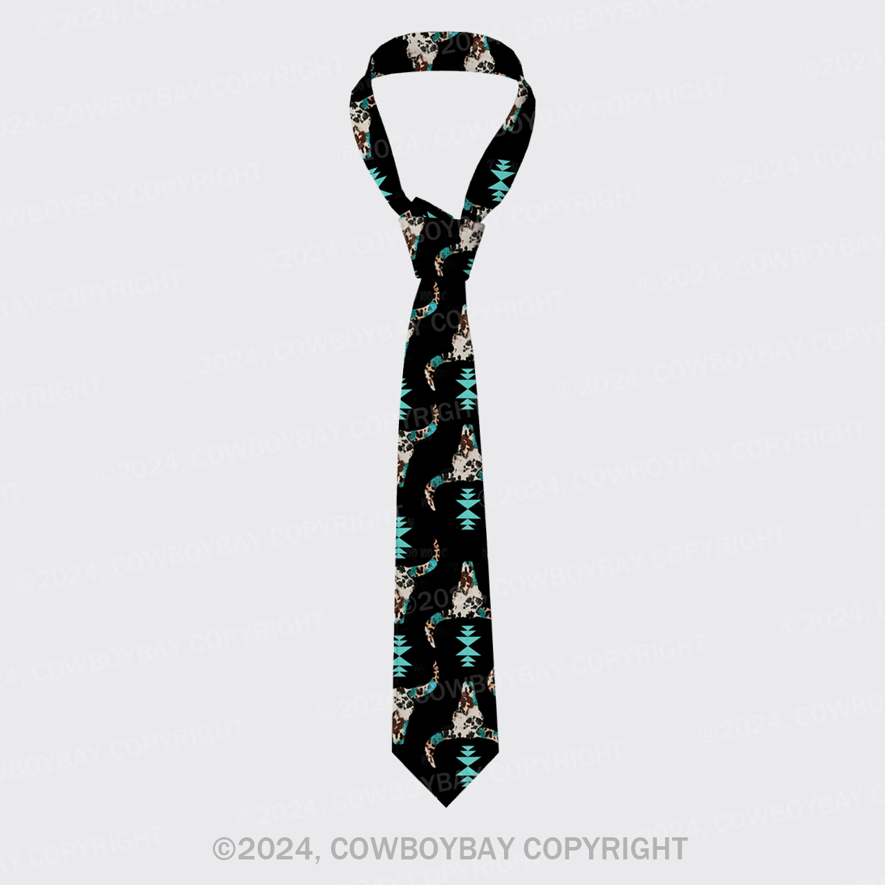 Western Turquoise Silk Necktie