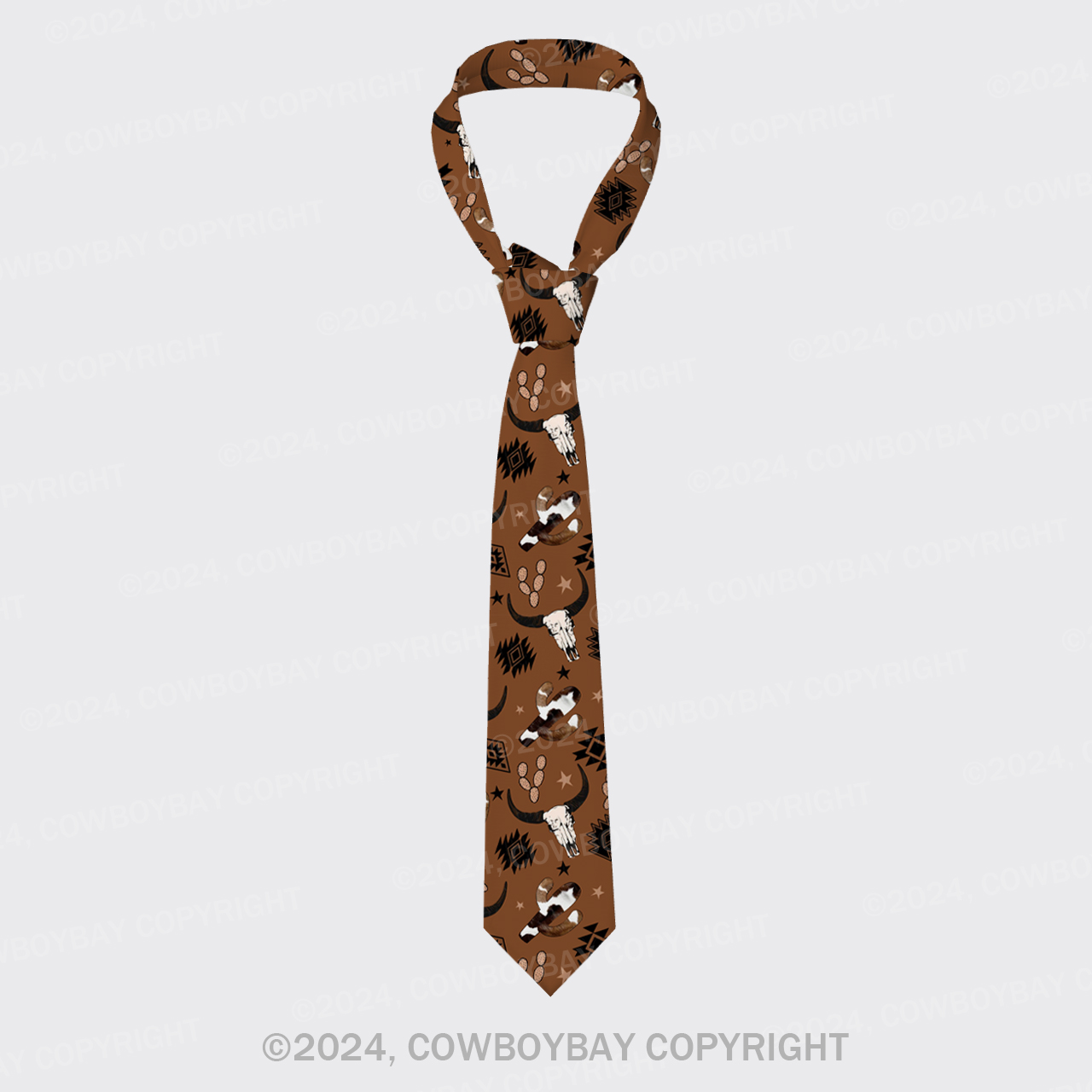 Western Cow Skull Silk Necktie