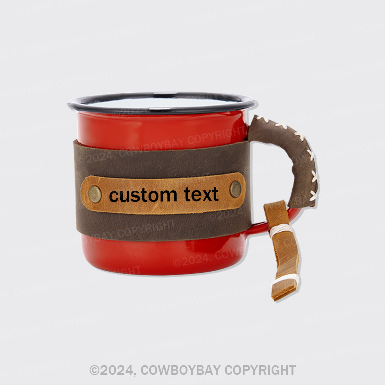 Custom Leather Vintage Mug Enamel Cup