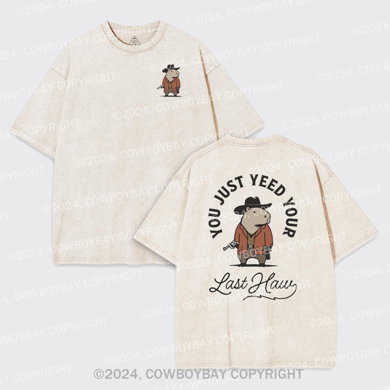 Funny Capybara Cowboy Garment-dye Tees