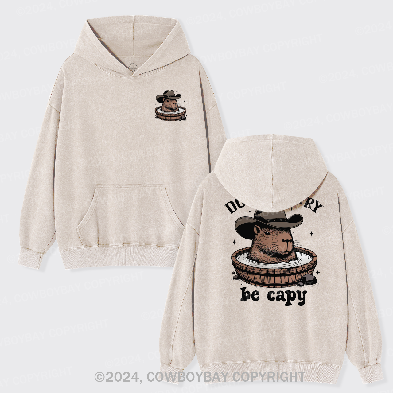 Don't Worry Be Capy Garment-Dye Hoodies