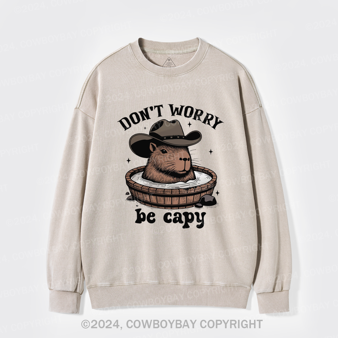 Don't Worry Be Capy Washed Sweatshirts