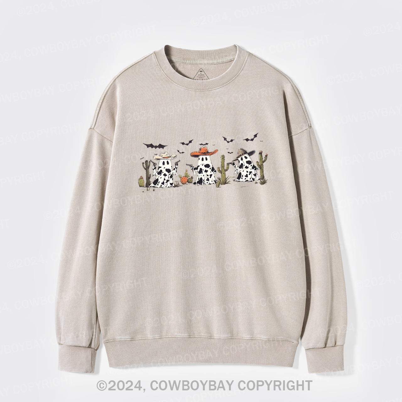 Halloween Ghost Cowboy Washed Sweatshirts
