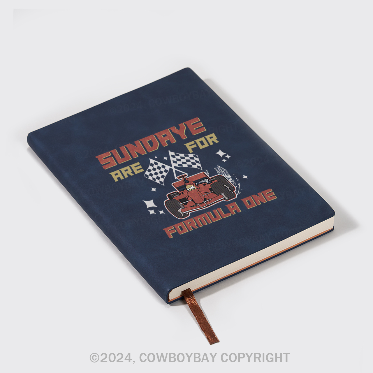 A5 Vintage Sheepbark Notebook-Sundays Are For F1 Racing