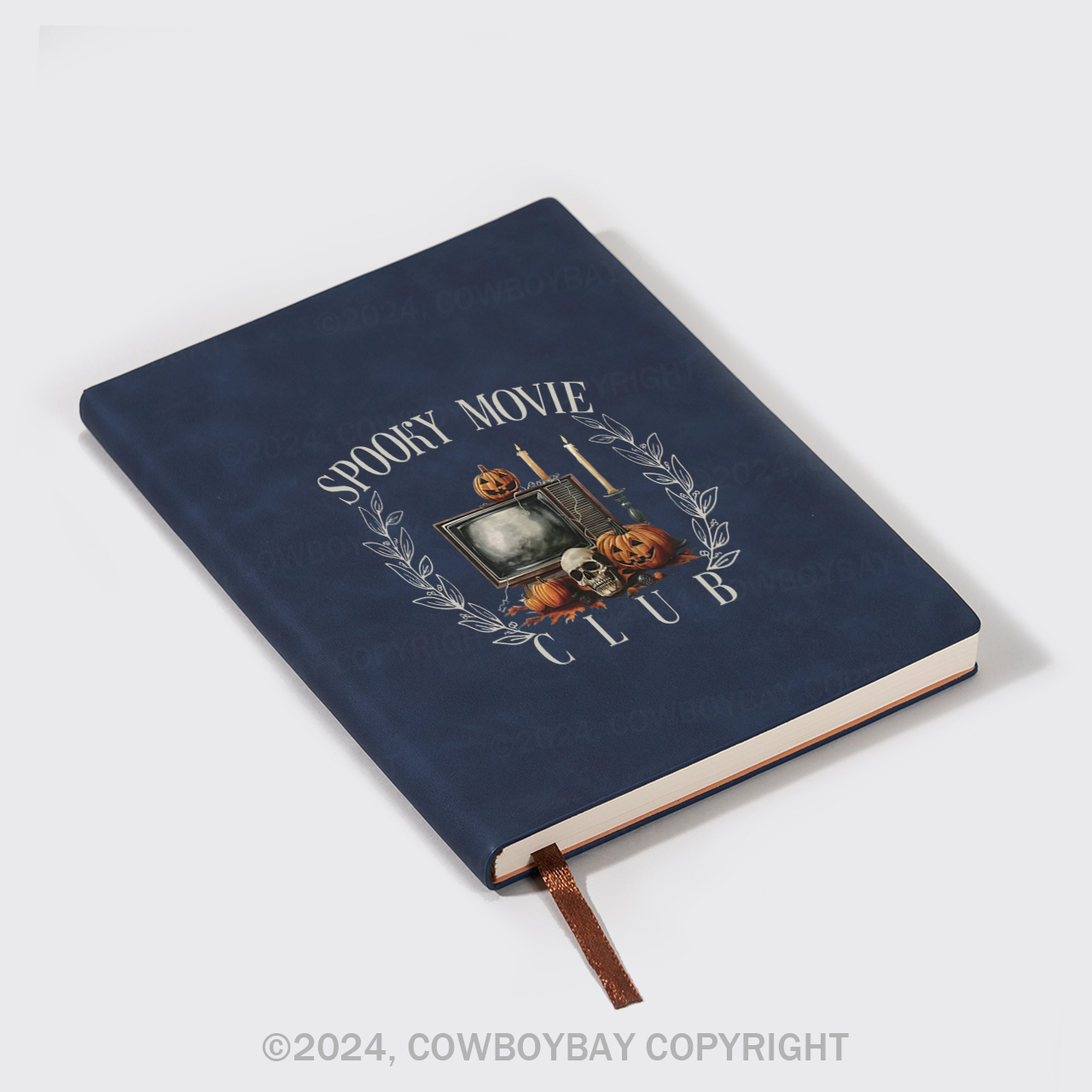 A5 Vintage Sheepbark Notebook-Spooky Movie Club