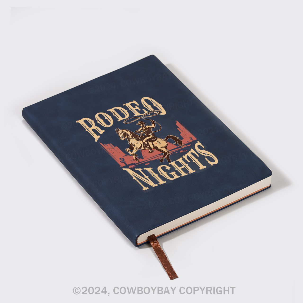A5 Vintage Sheepbark Notebook-Rodeo Nights Cowboy