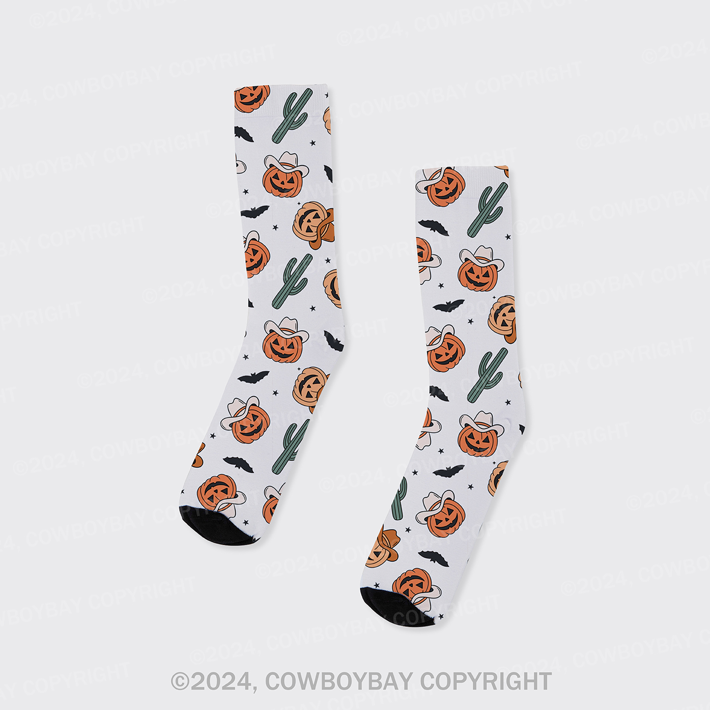 Halloween Western Pumpkins Printed Cotton Socks