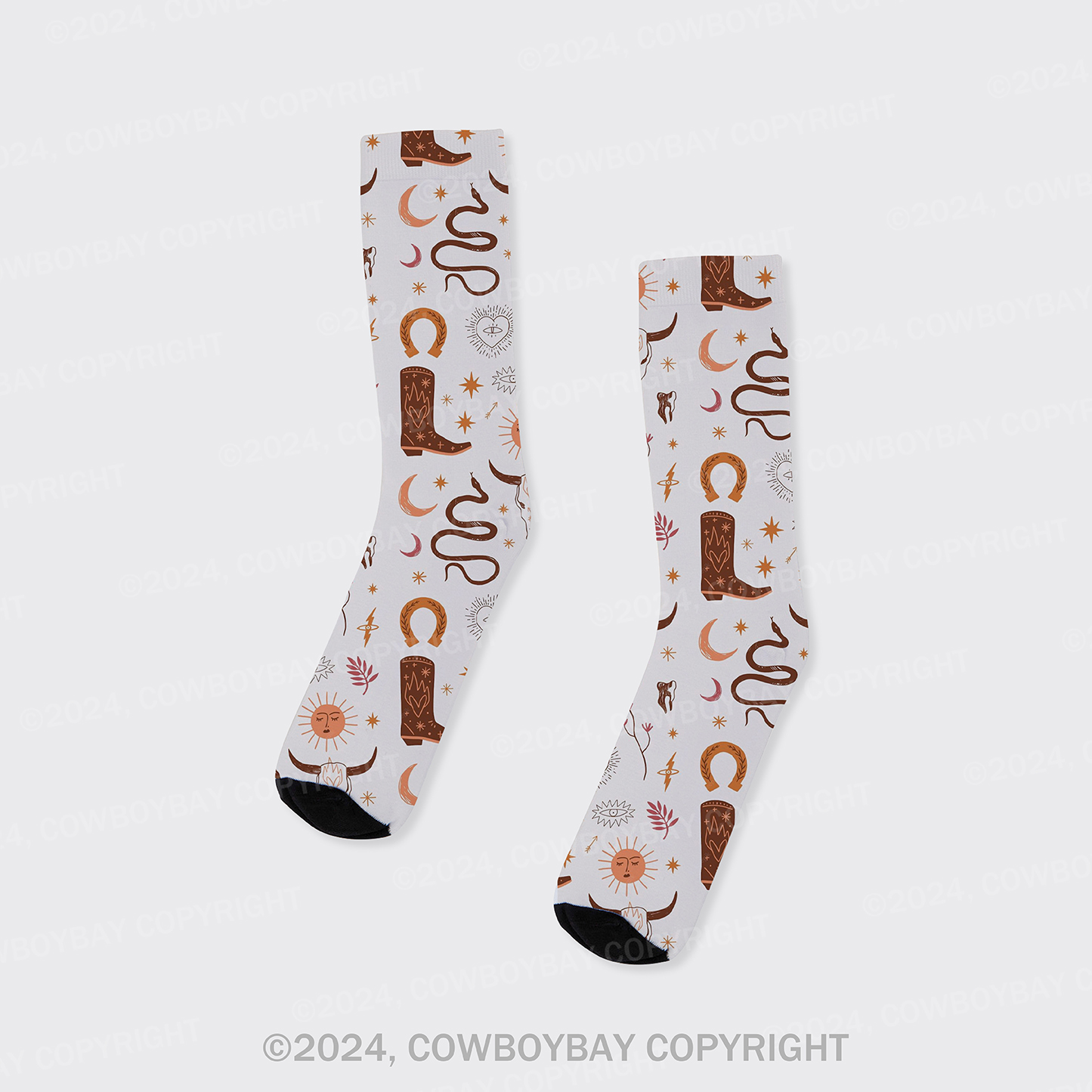 Western Boho Cowgirl Printed Cotton Socks