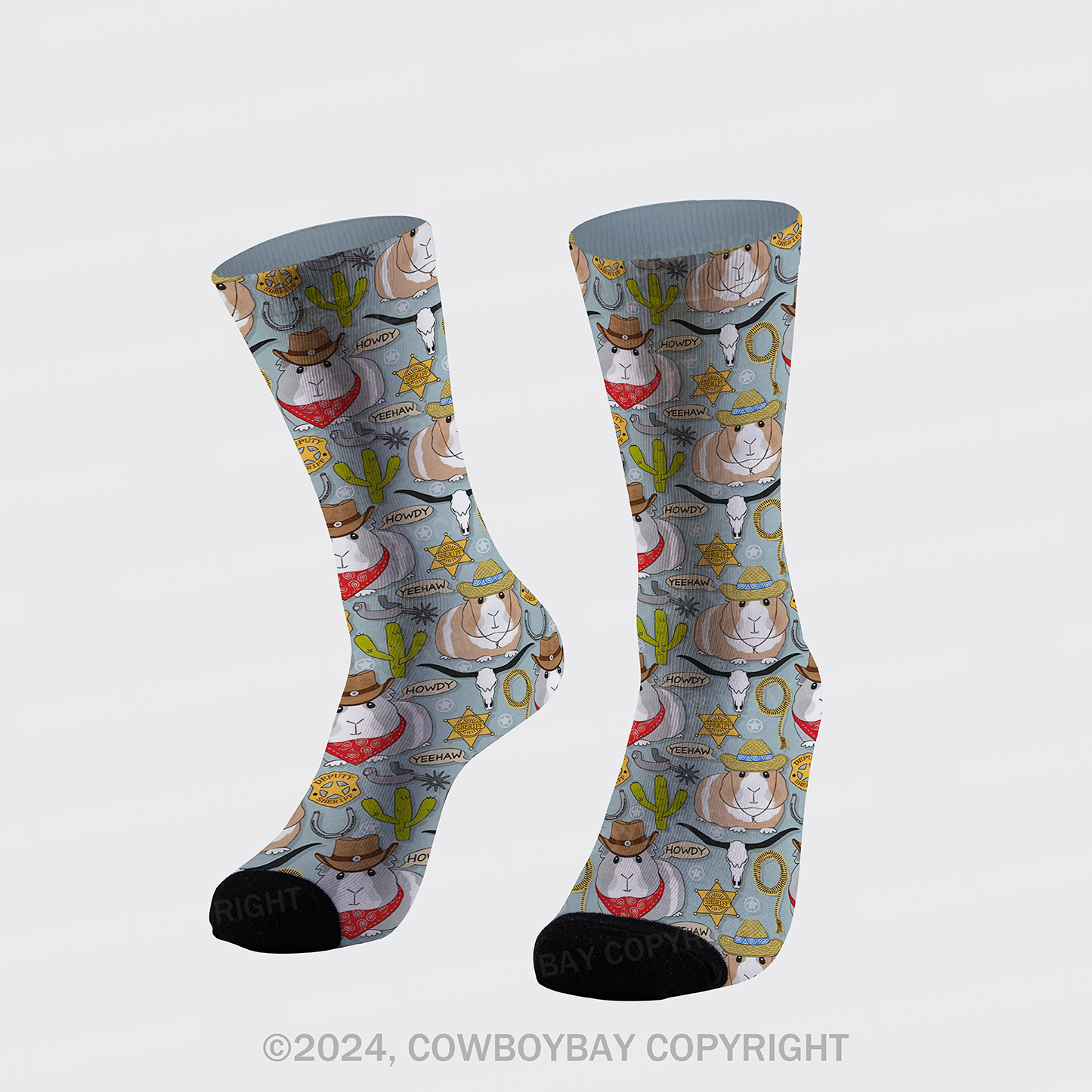 Cowboy Guinea Pig Printed Cotton Socks