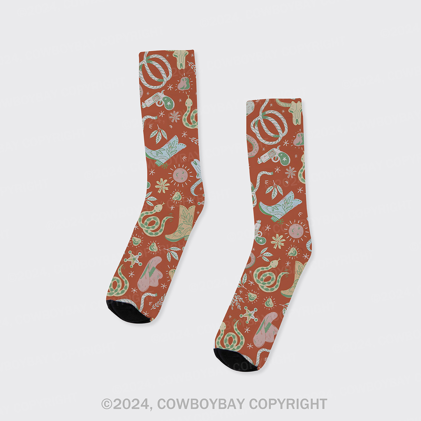 Hot Chili Cowboy Printed Cotton Socks