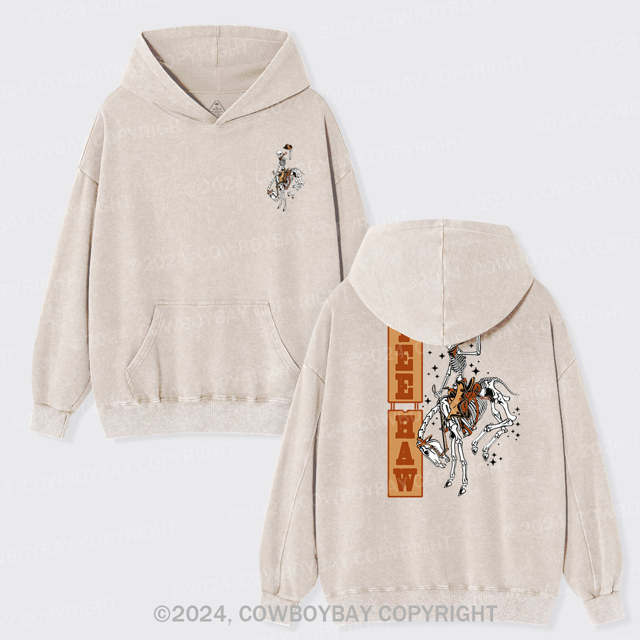 Yee Haw,Retro Halloween Garment-Dye Hoodies