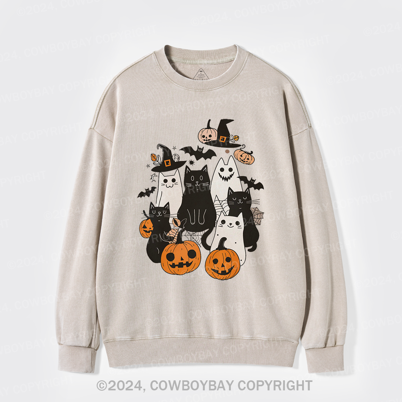 Halloween Cute Ghost Boo Washed Sweatshirts