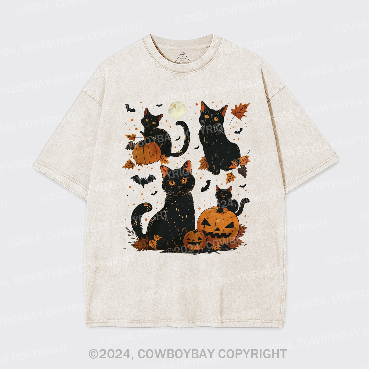 Black Cat Pumpkin Garment-dye Tees
