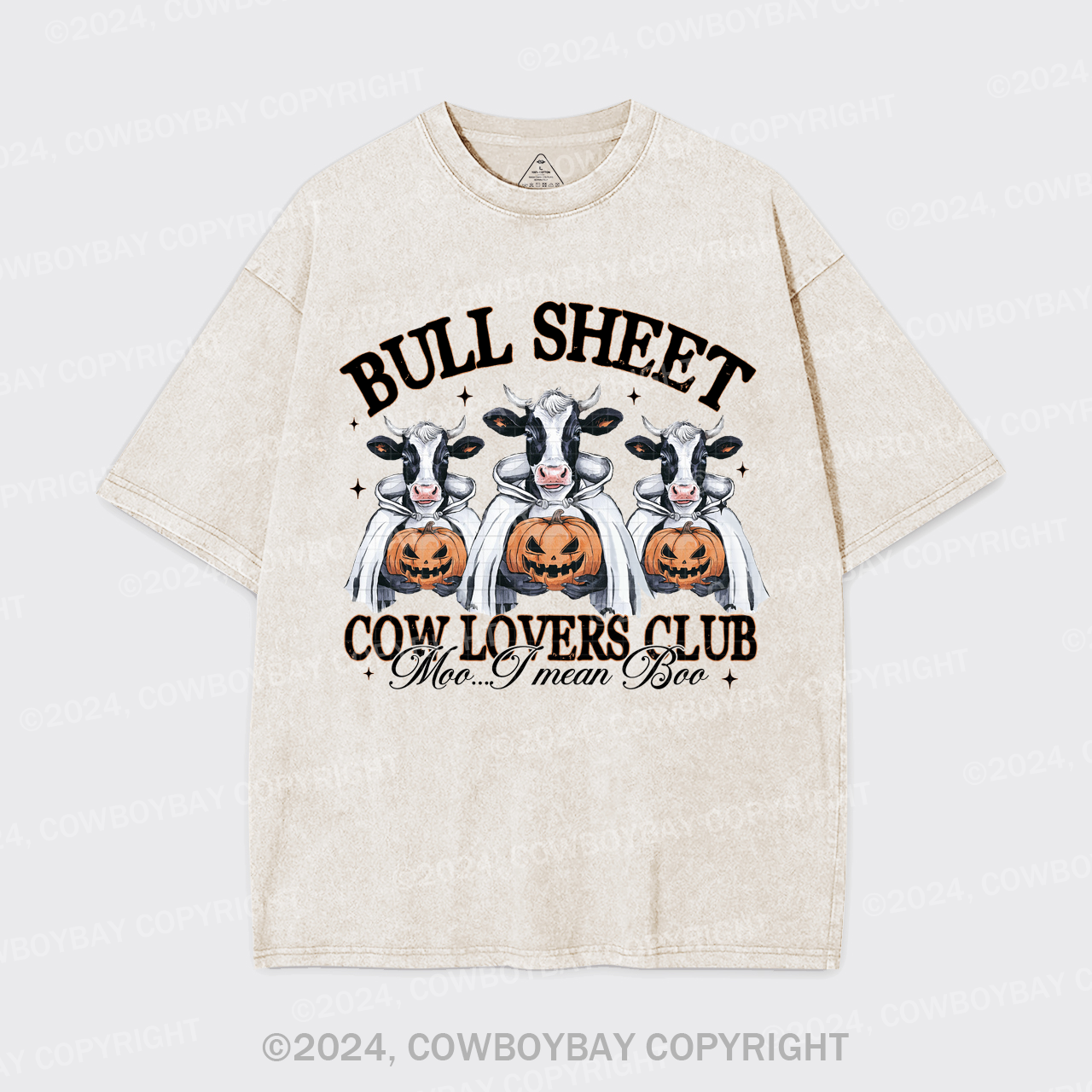 Bull Sheet Cow Loves Club Moo I Mean Boo Garment-dye Tees