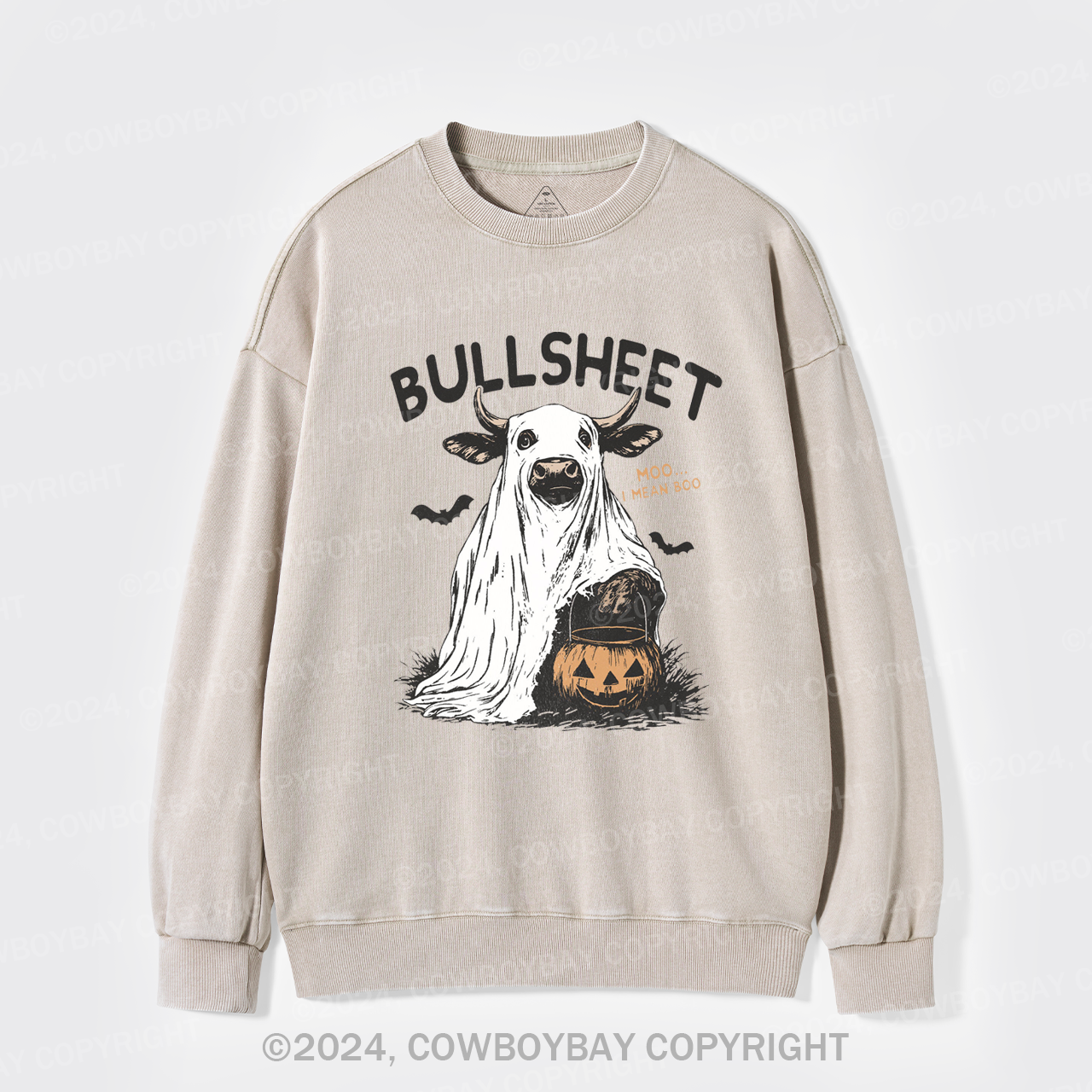 Funny Halloween Bullsheet Washed Sweatshirts