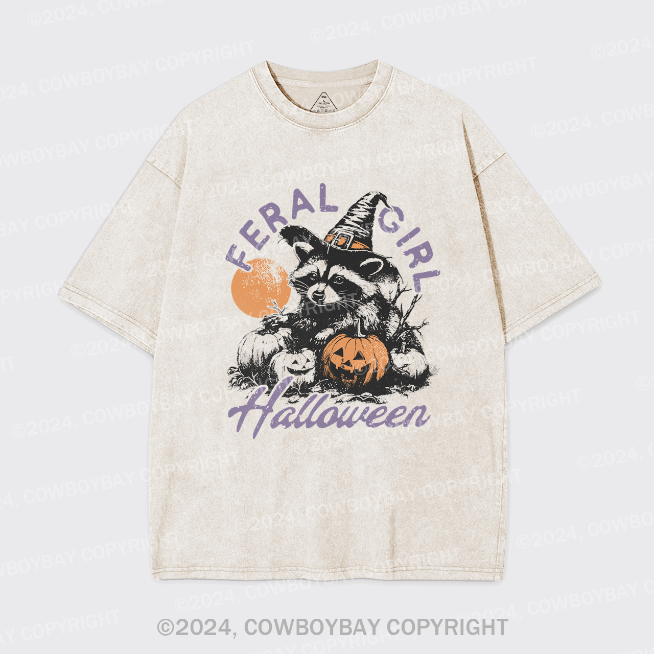 Halloween Feral girl Raccoon Garment-dye Tees