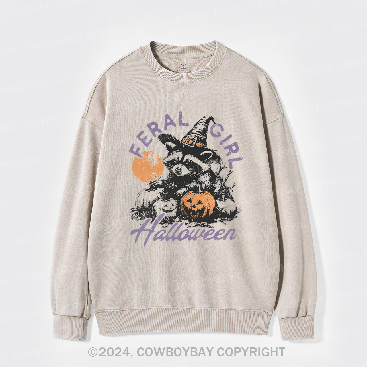 Halloween Feral Girl Raccoon Washed Sweatshirts