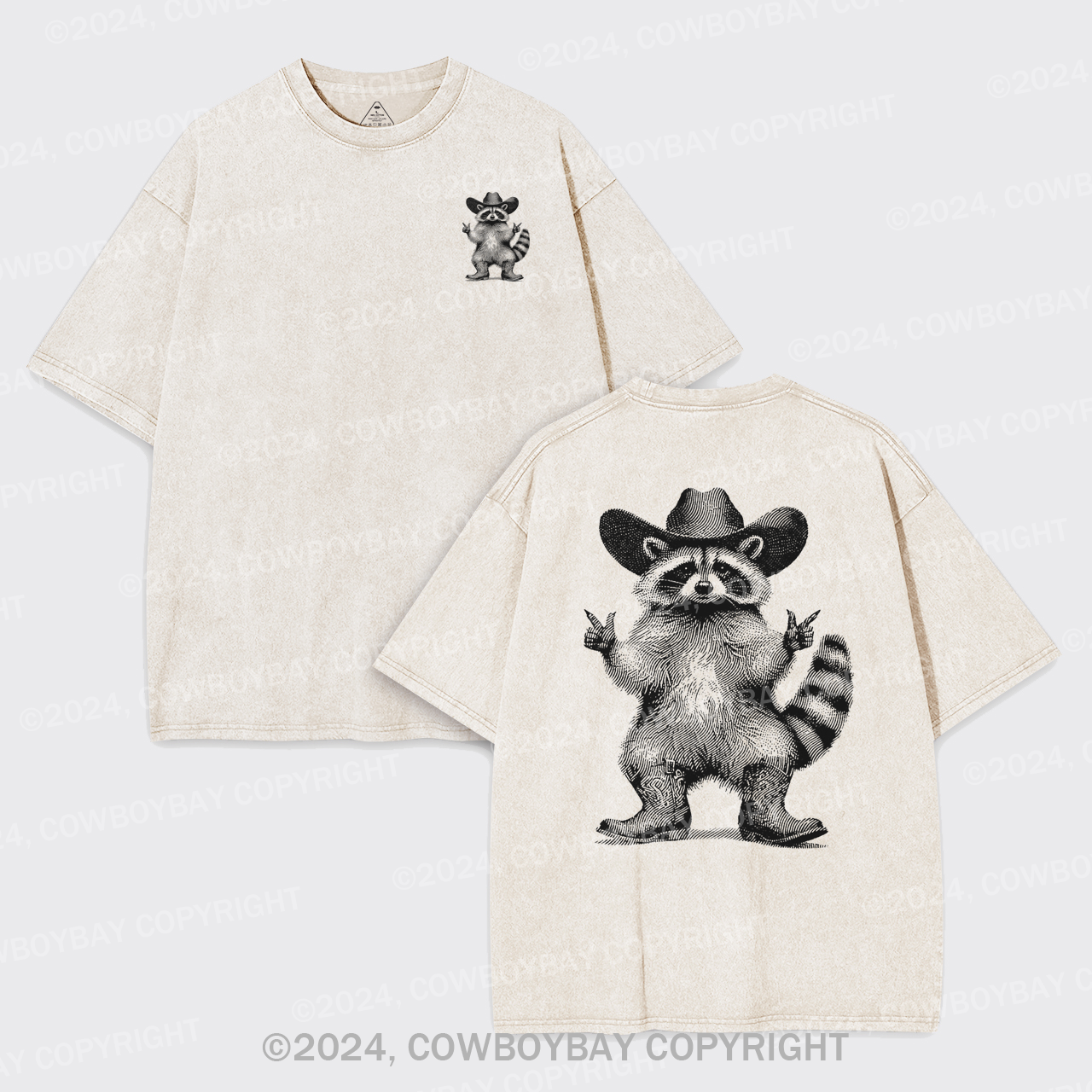 Cowboy Raccoon Vintage Garment-dye Tees
