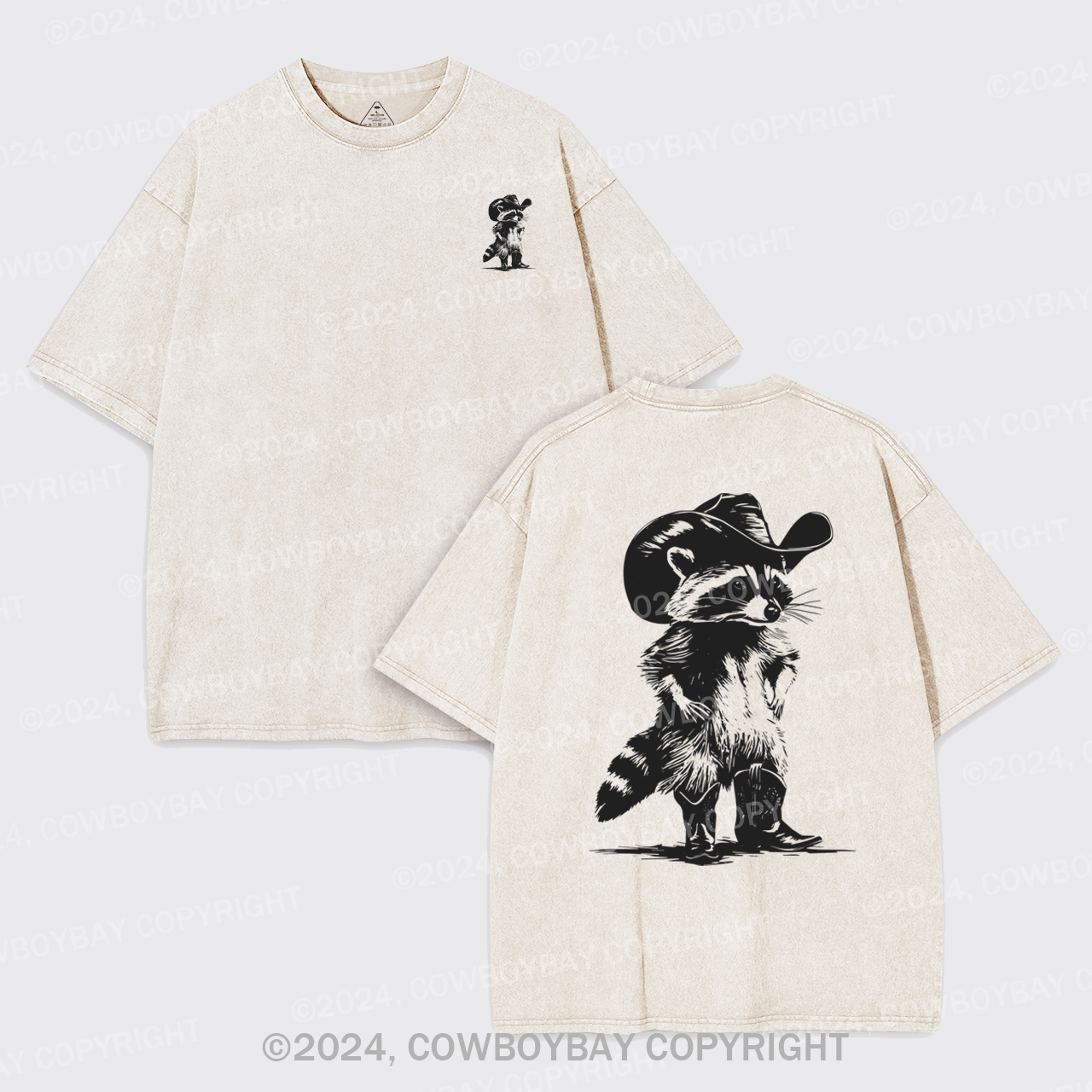 Western Vintage Cowboy Racoon Garment-dye Tees