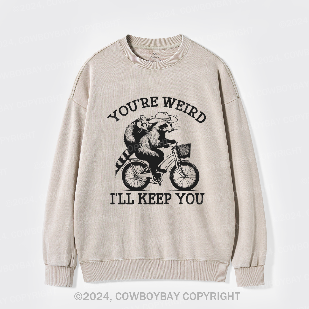 Raccoon And Possum Cycle Riding Washed Sweatshirts