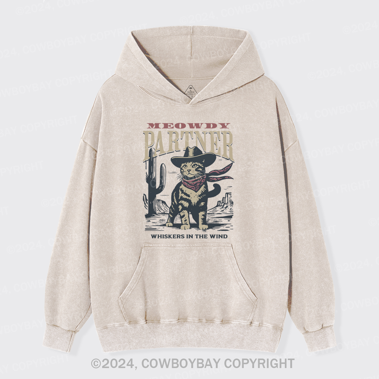 Meowdy Partner Cowboy Cat Garment-Dye Hoodies