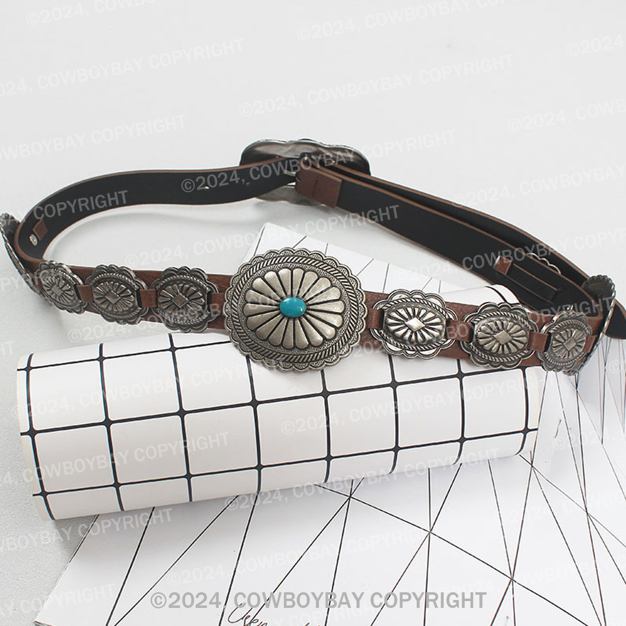 Vintage Western Cowboy Turquoise Belt