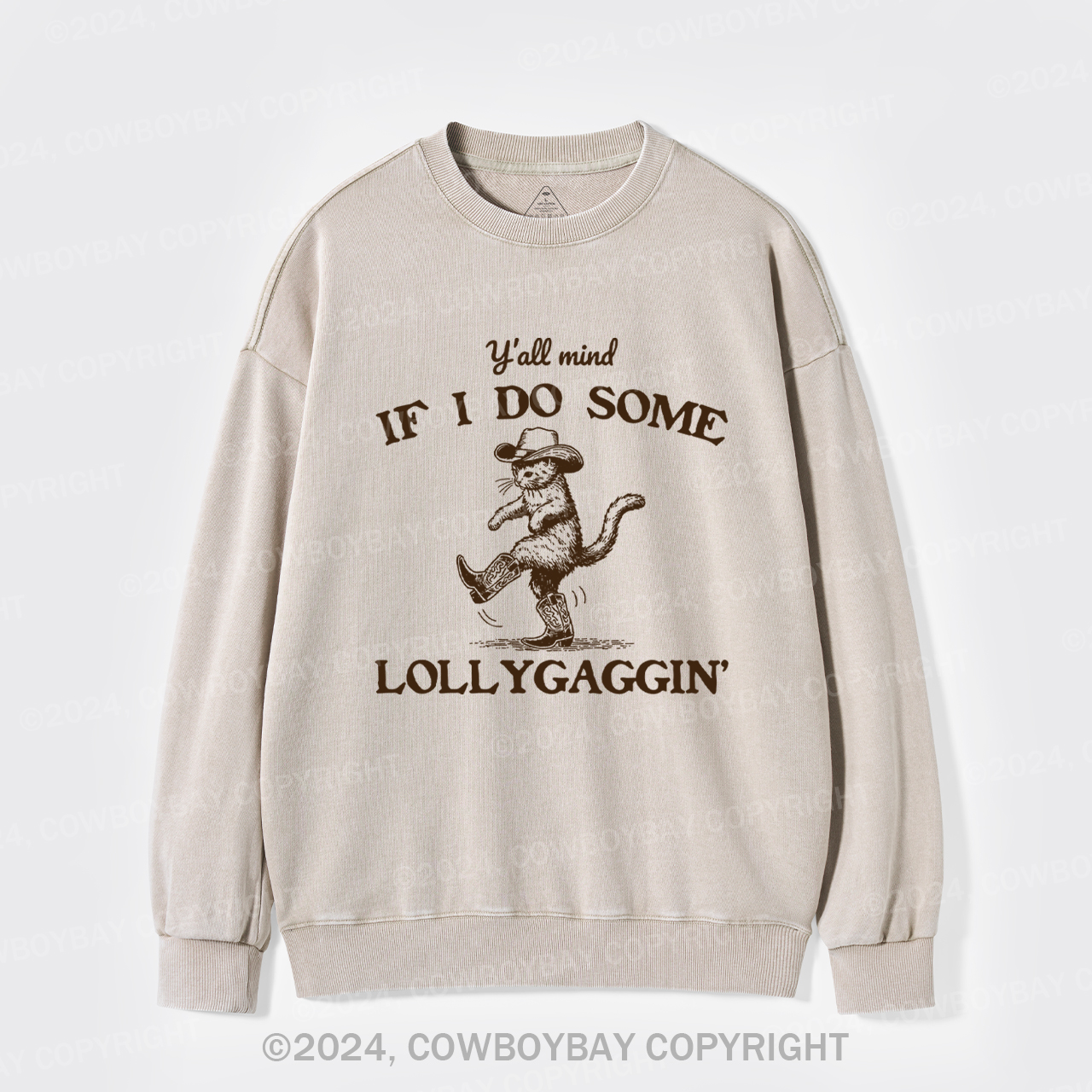 Sneaky Cowboy Cat Washed Sweatshirts