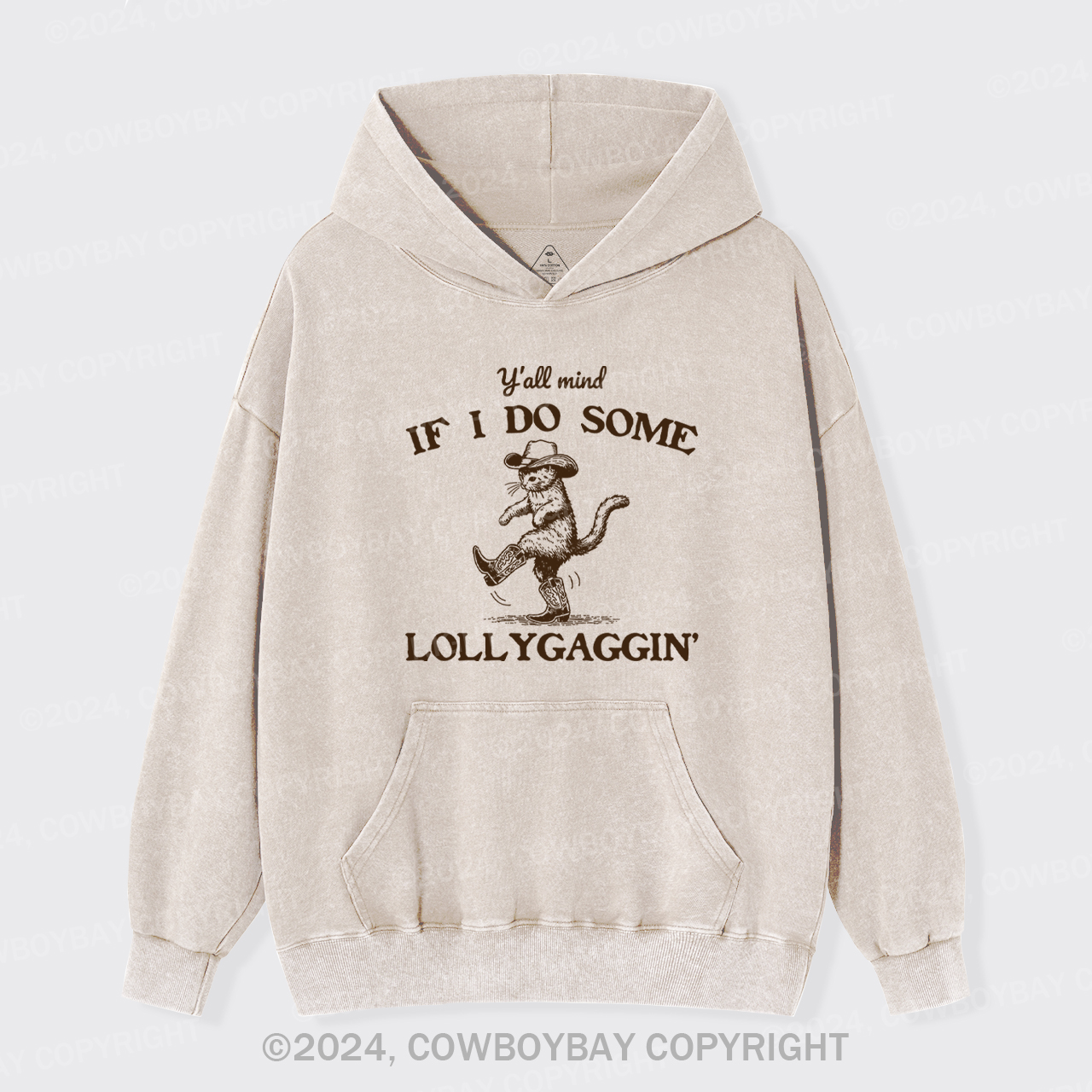 Sneaky Cowboy Cat Garment-Dye Hoodies