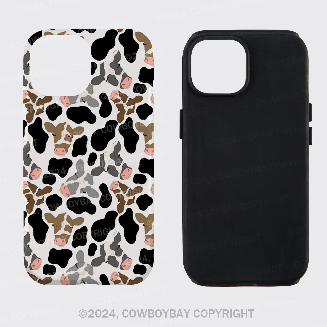 Cow Pattern Tri-color Phone Case