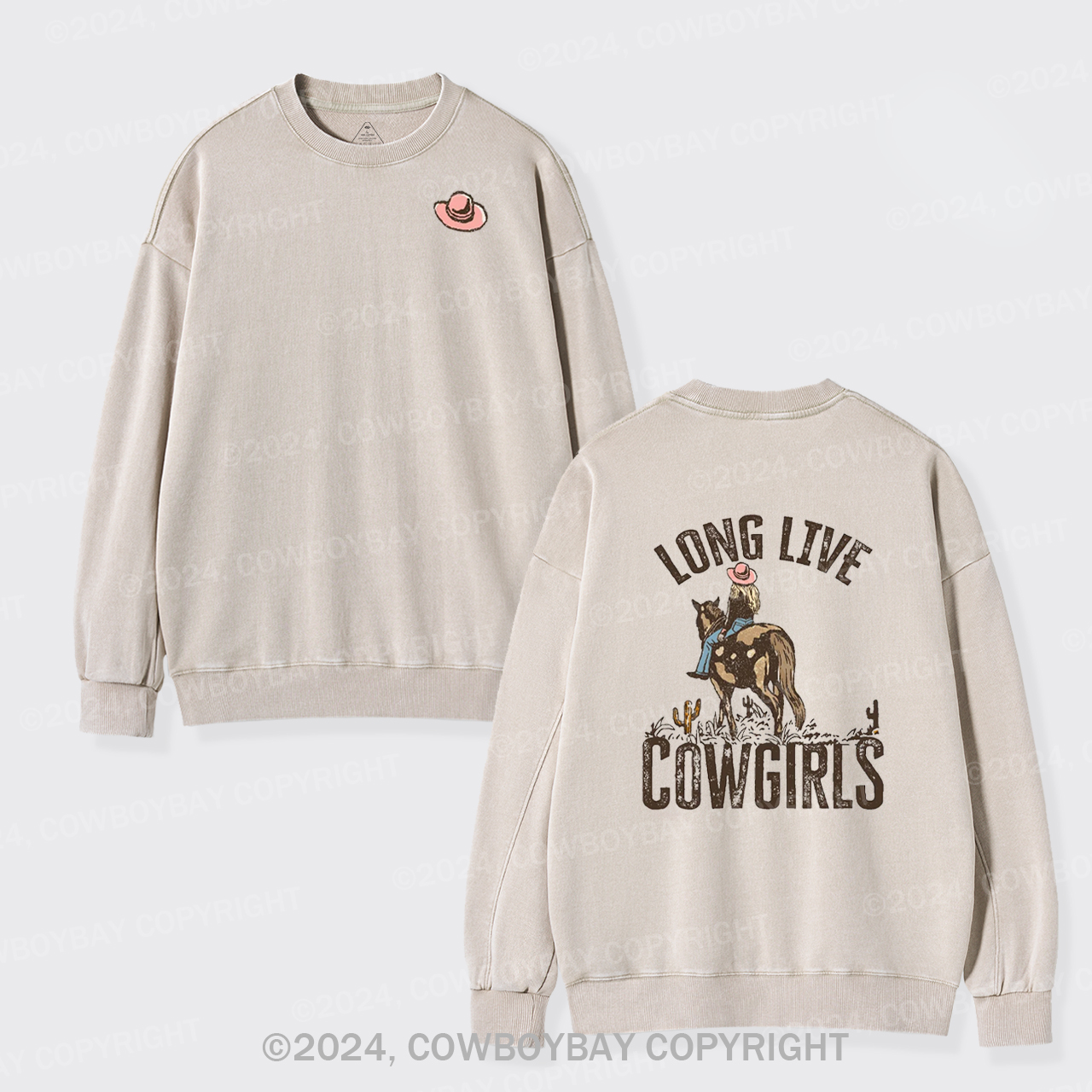 Cowboybay,Long Live Cowgirls Washed Sweatshirts