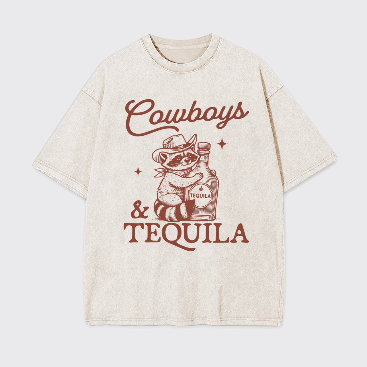 Funny Raccoon-Cowboys & Tequila Garment-dye Tees