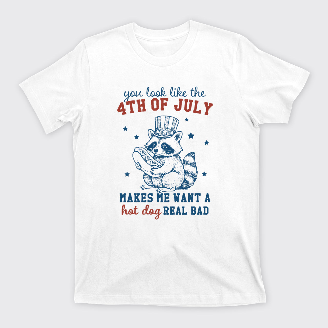 Funny Raccoon-Retro America Hot Dog T-Shirts