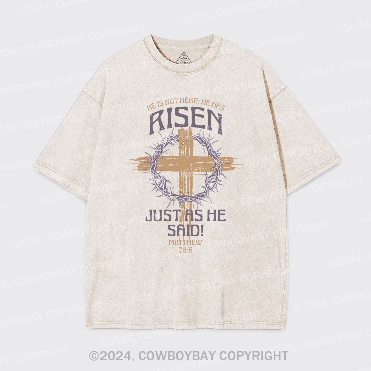Retro He Is Not Here He Is Risen Garment-dye Tees