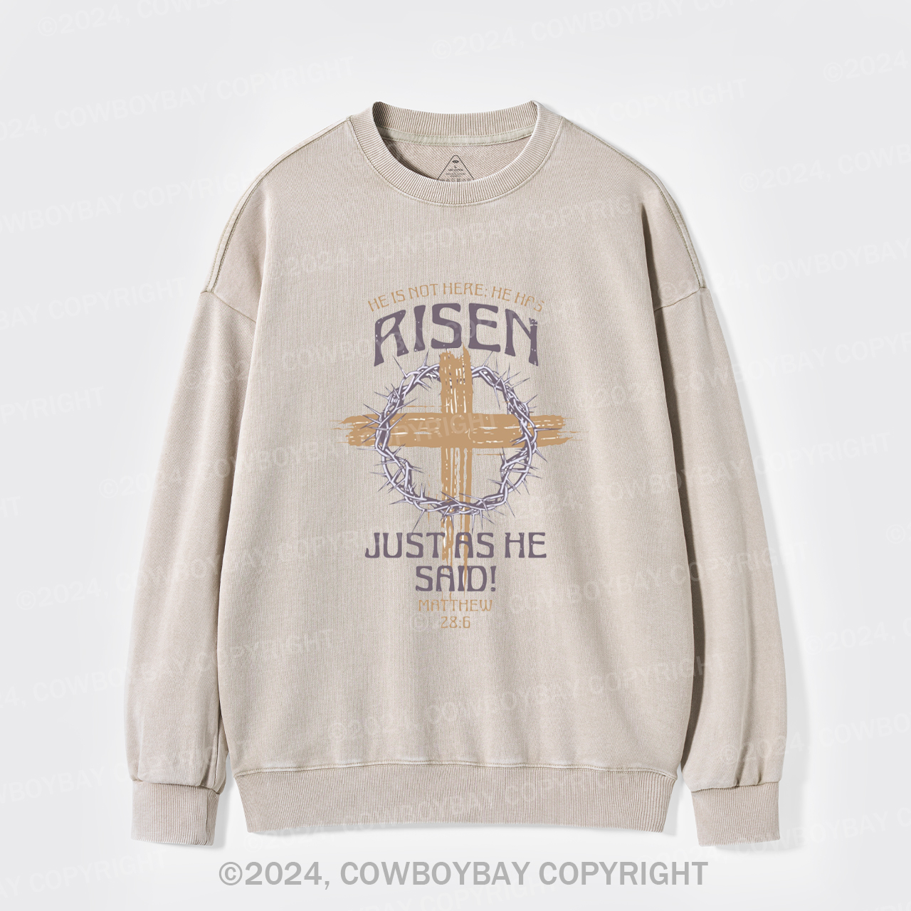 Retro He Is Not Here He Is Risen Washed Sweatshirts